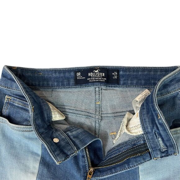 Hollister High Rise Vintage Flare Hollister Denim Jeans Patchwork 0R W24/L32 - Picture 3 of 13